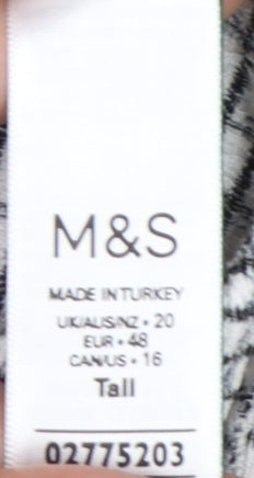 Marks and Spencer Women’s Black Check Tall Midi Slip Dress Size 20
