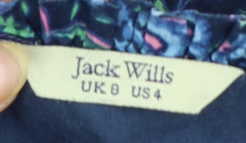 Jack Wills Womens Navy Floral Cotton Playsuit UK 8 Sleeveless Summer