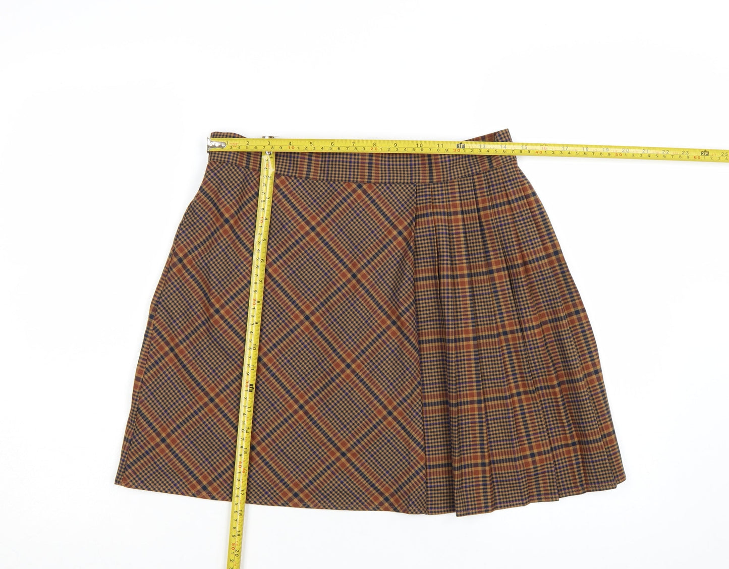 French Connection Women's Brown Pleated Plaid Skirt Size 12