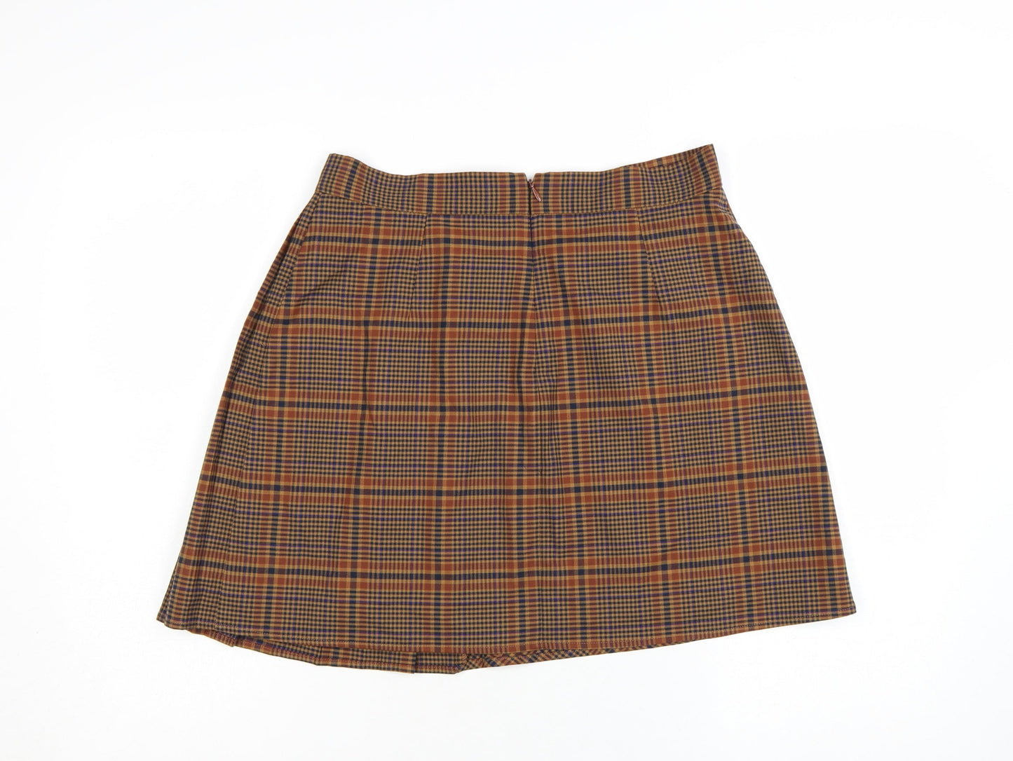 French Connection Women's Brown Pleated Plaid Skirt Size 12