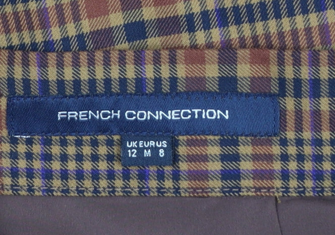 French Connection Women's Brown Pleated Plaid Skirt Size 12