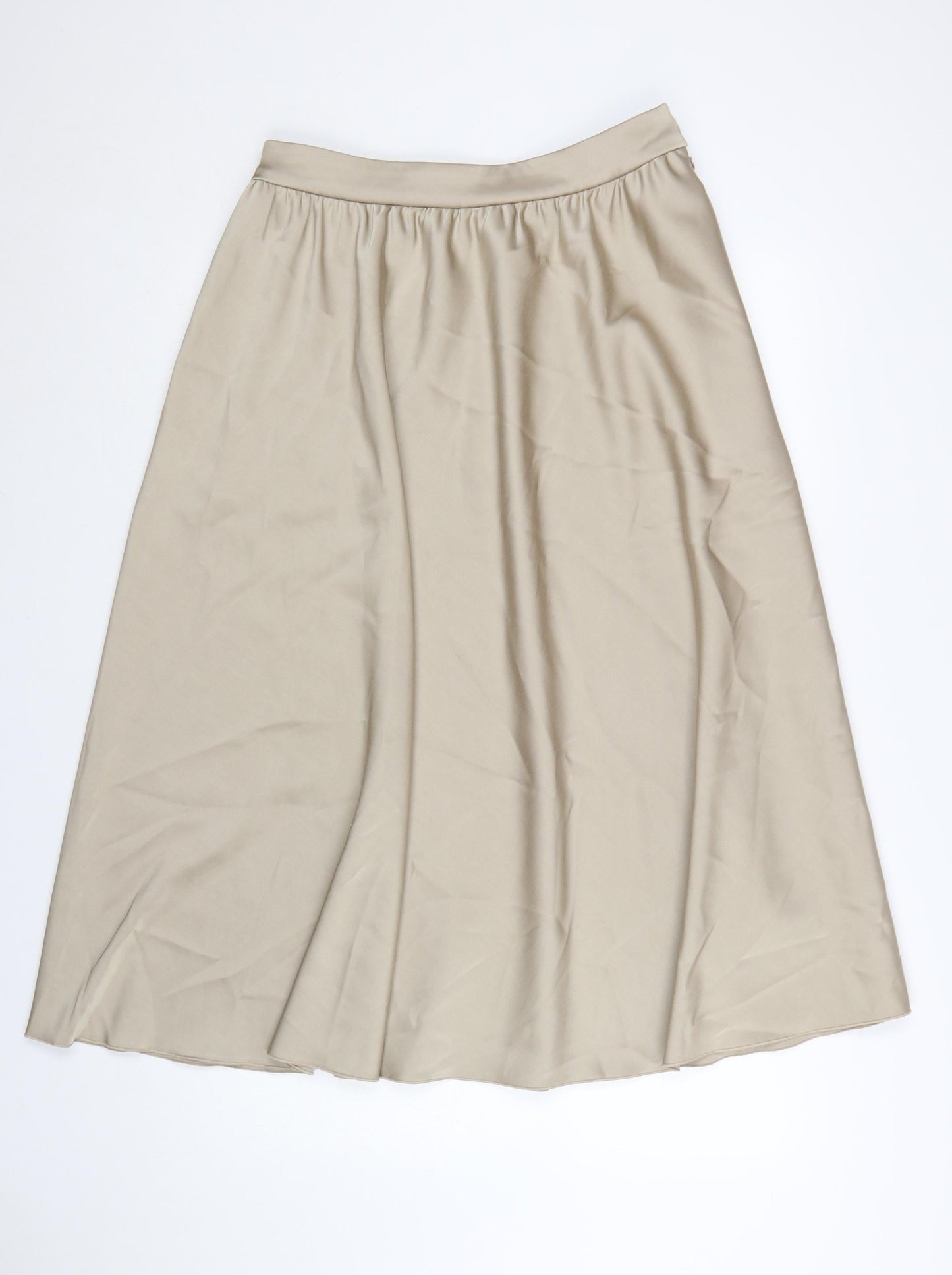 Marks and Spencer Women Beige A-Line Midi Skirt Size 12