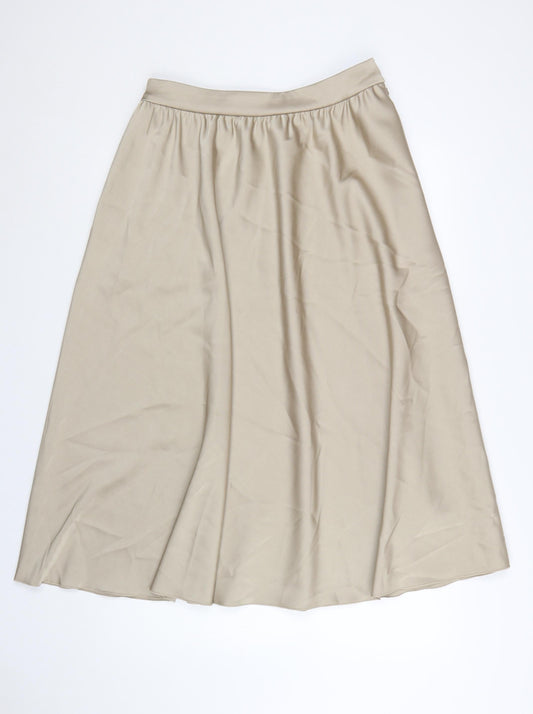 Marks and Spencer Women Beige A-Line Midi Skirt Size 12