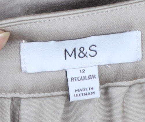 Marks and Spencer Women Beige A-Line Midi Skirt Size 12