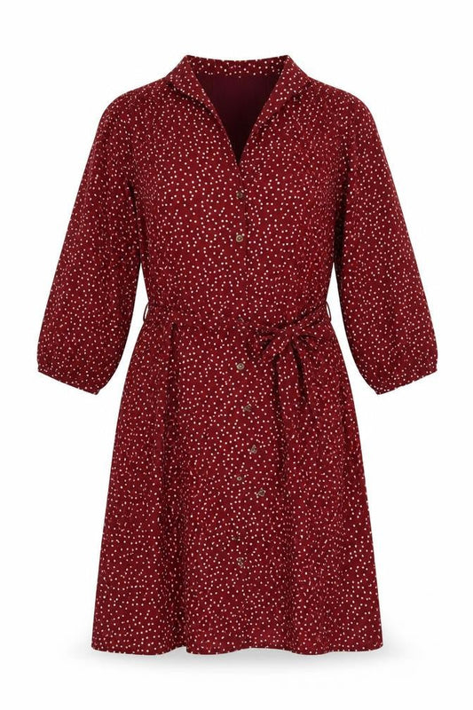 Joanie Womens Red Polka Dot Shirt Dress Size 22 Belted Collared Long Sleeve
