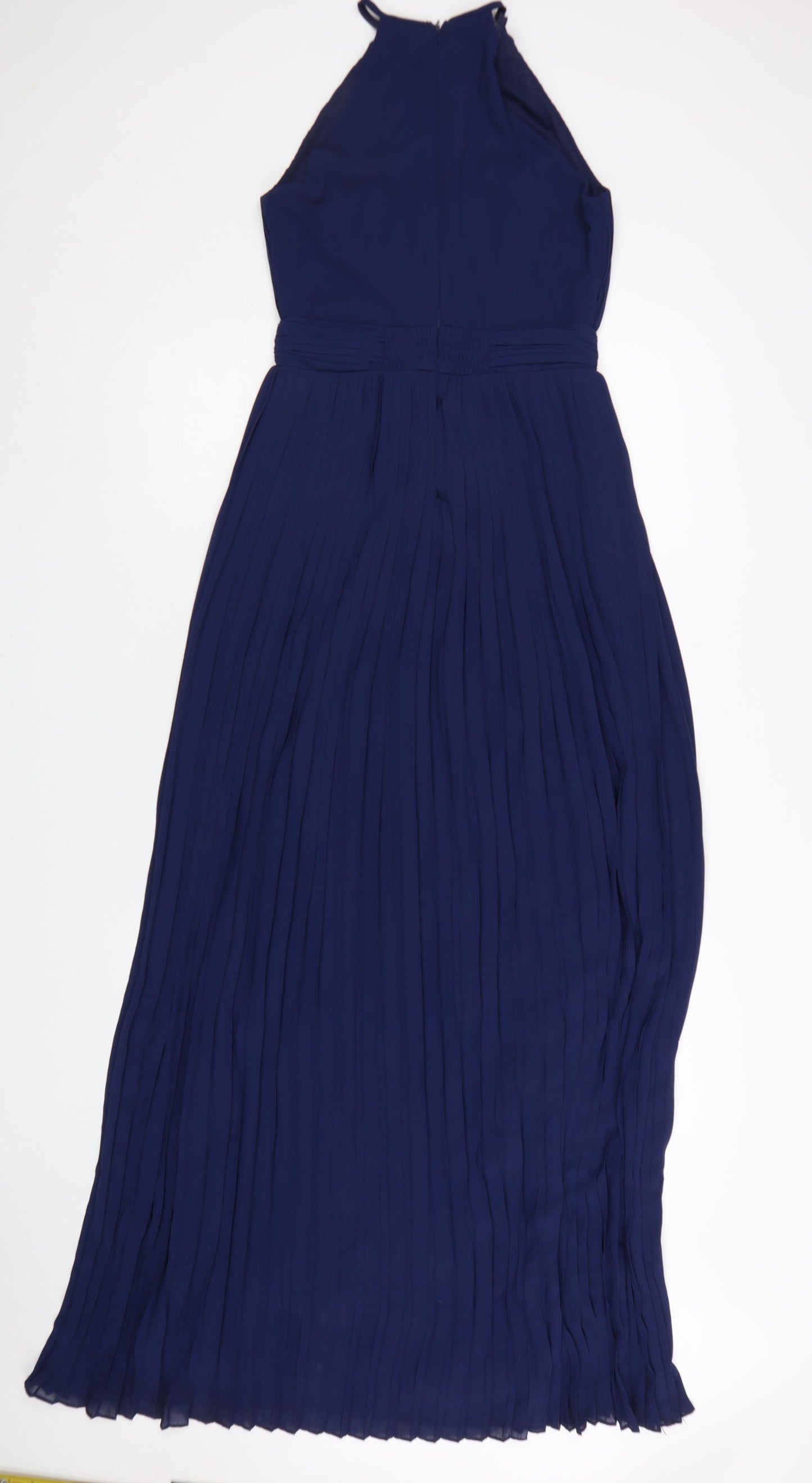 TFNC London Women's Blue Pleated Maxi Halter Dress Size 8