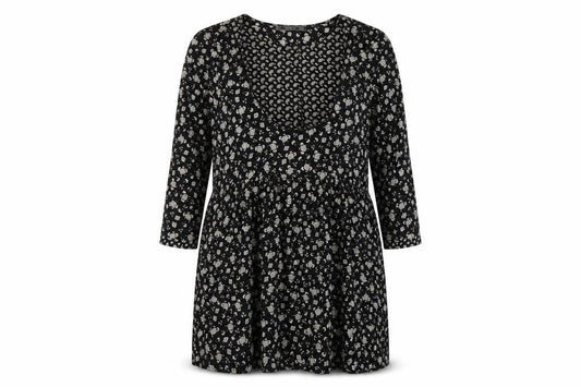 Zara Women Black Floral Skater Dress Size 14 Viscose