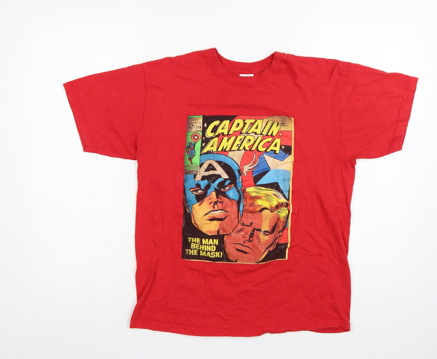 Marvel Men's Red Captain America Graphic T-Shirt Medium