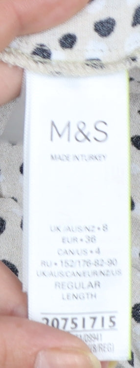 Marks and Spencer Women’s Beige Polka Dot Midi Fit & Flare Dress Size 8
