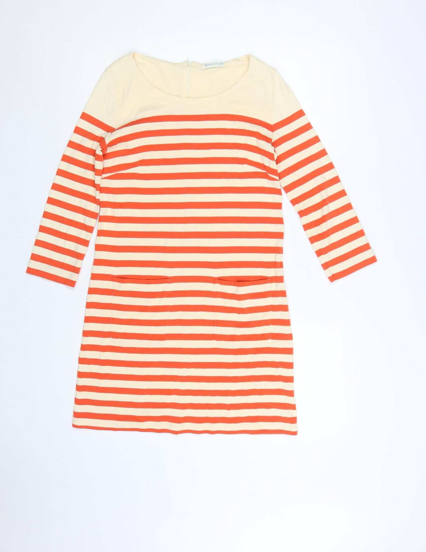 Whistles Women Multicoloured Size 8 Stripe Cotton Shift Dress