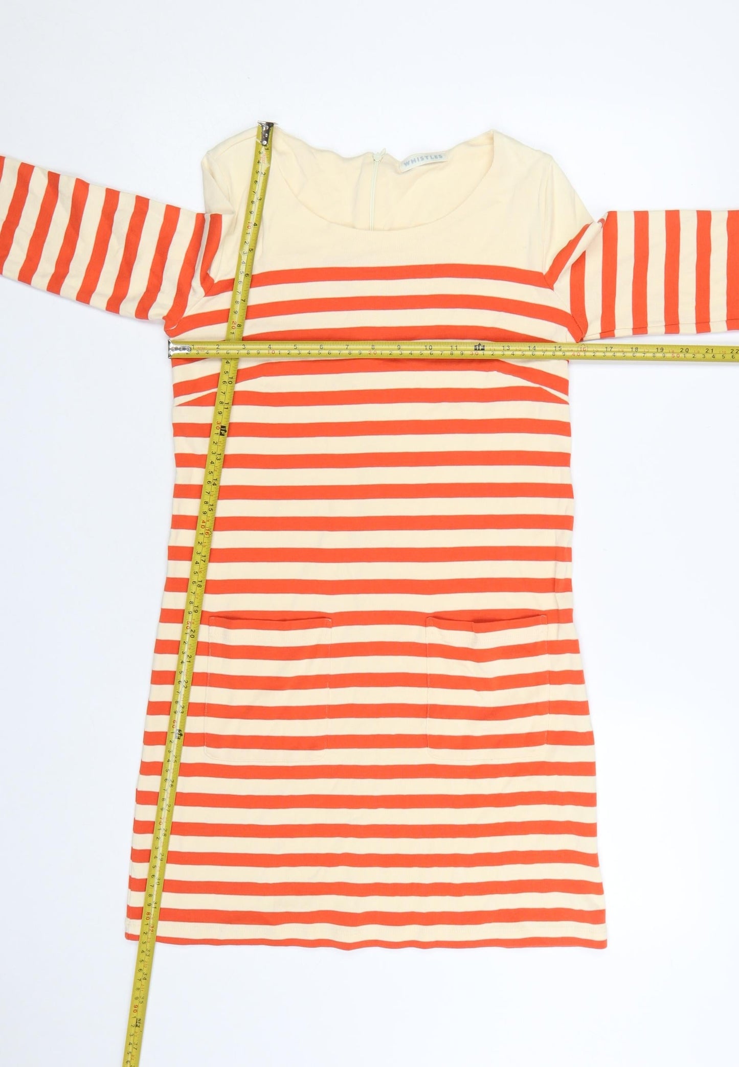 Whistles Women Multicoloured Size 8 Stripe Cotton Shift Dress