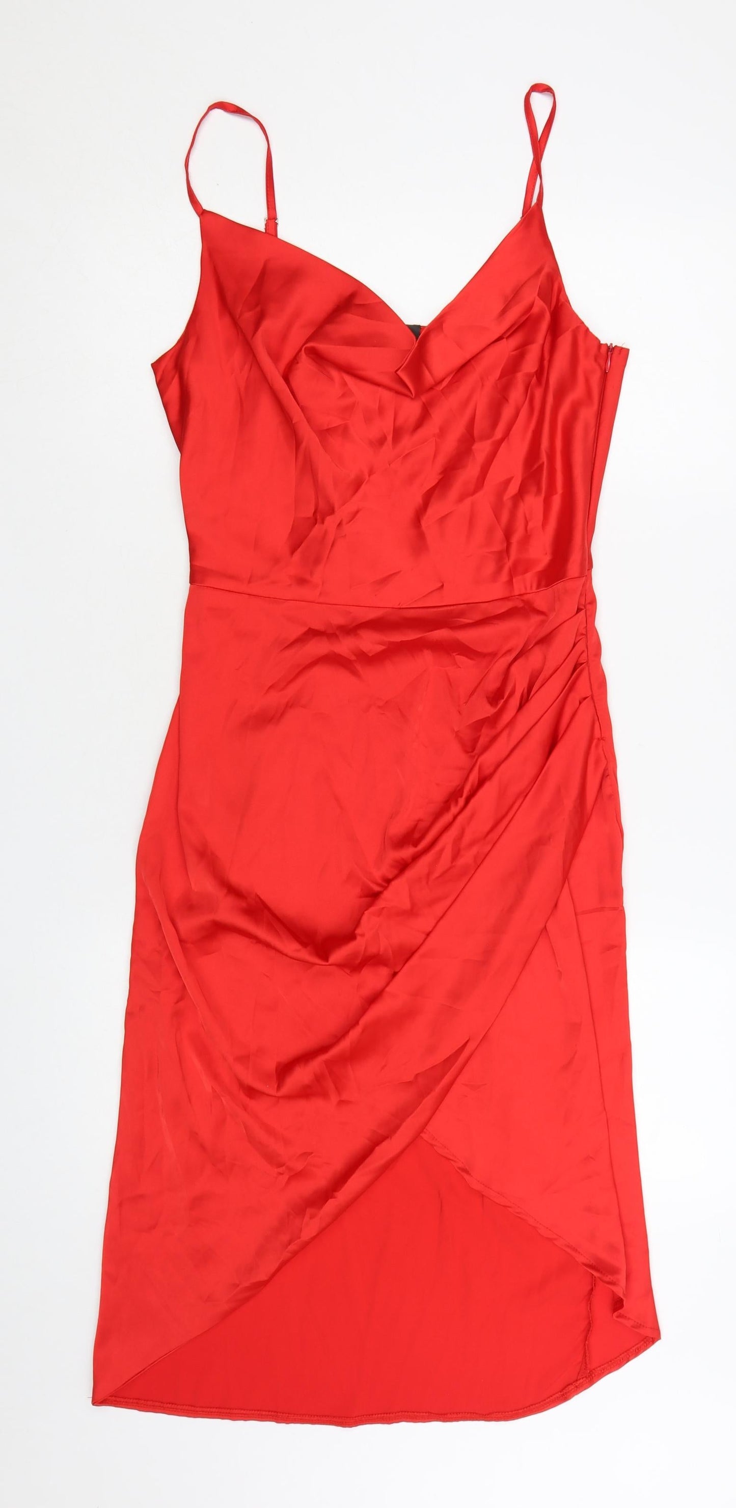 AX Paris Women Red Size 12 Slip Dress Ruched Party Cocktail Style