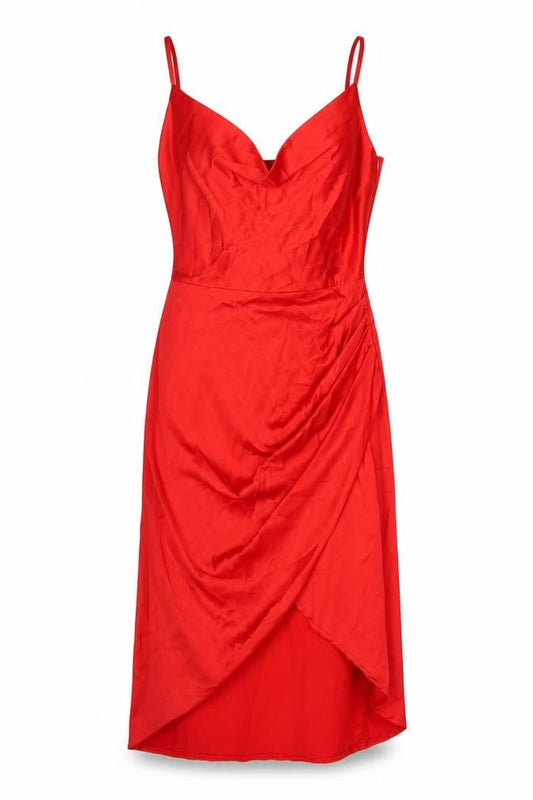 AX Paris Women Red Size 12 Slip Dress Ruched Party Cocktail Style