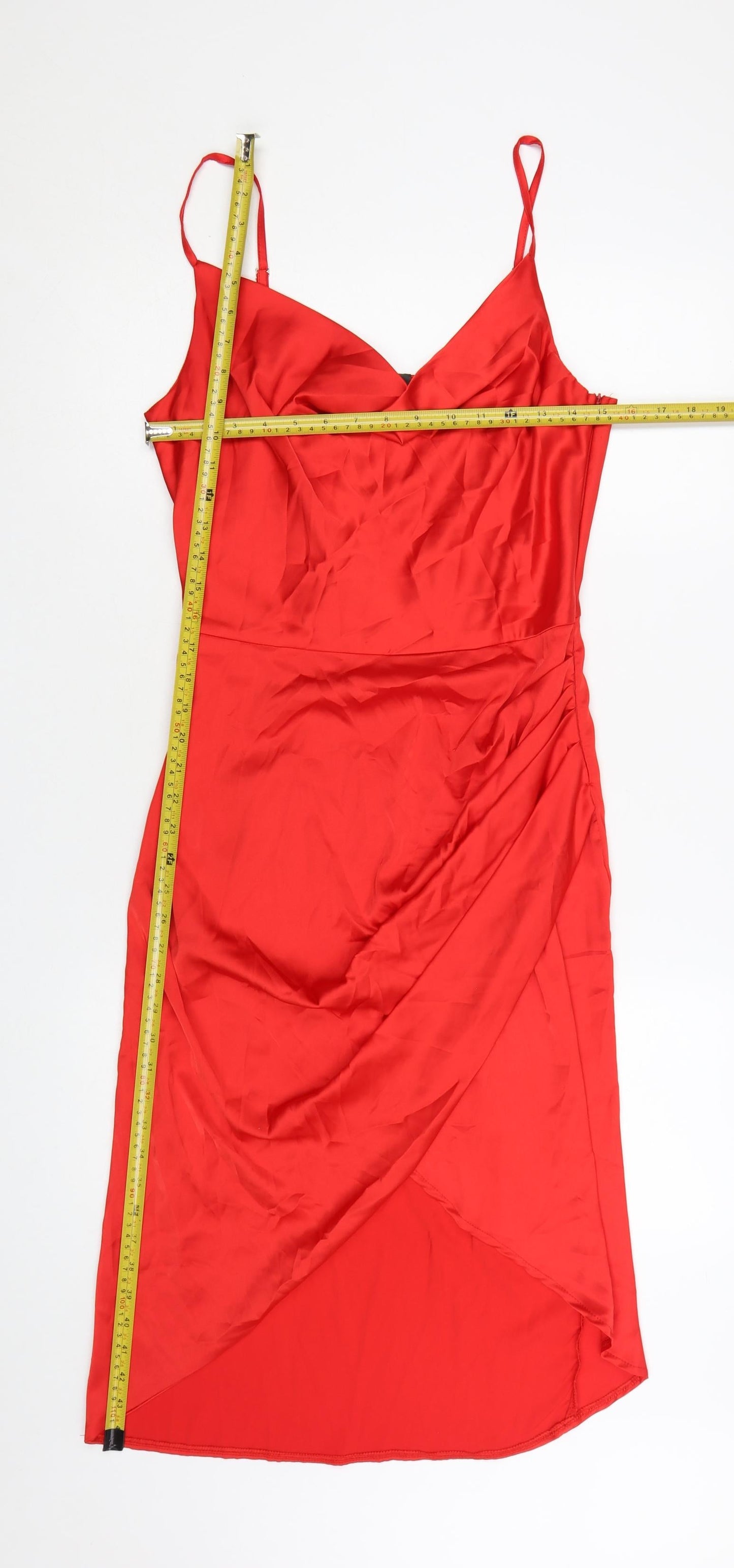 AX Paris Women Red Size 12 Slip Dress Ruched Party Cocktail Style