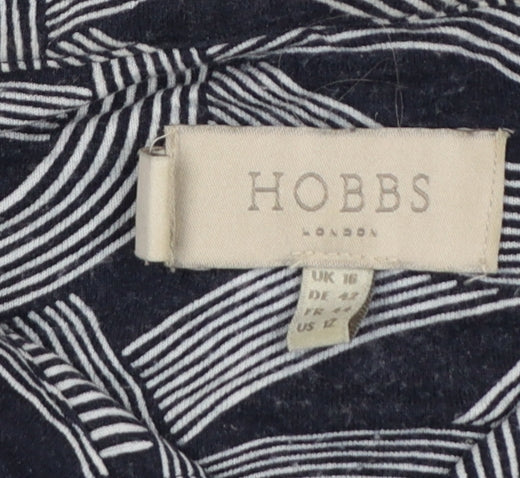 Hobbs Women Blue Geometric Belted Shirt Dress Size 16