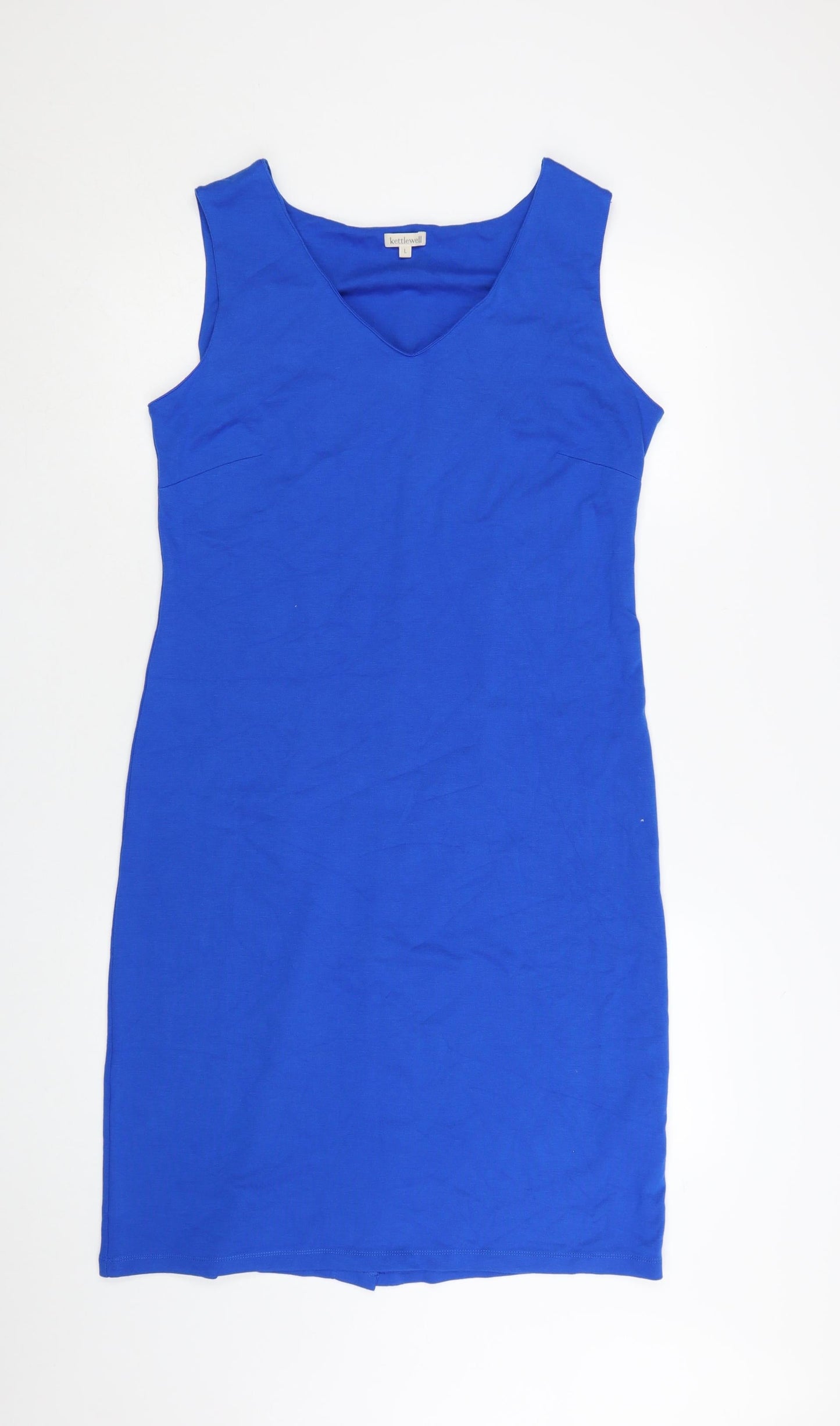 Kettlewell Women’s Blue V-Neck Sleeveless Bodycon Knee Dress L