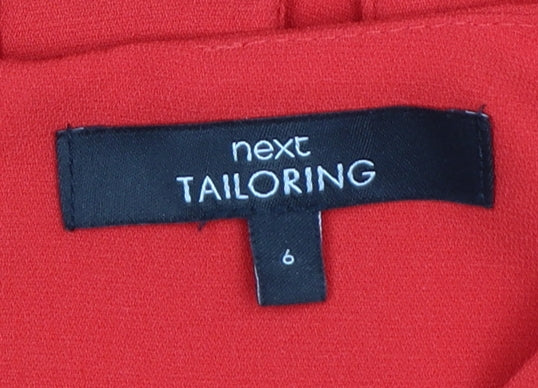 Next Women Red A-Line Short Sleeve Belted Knee Length Dress Size 6
