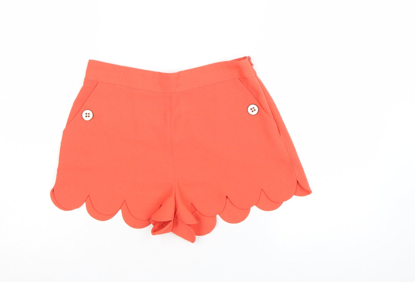 Lipsy Women’s Orange Scalloped Hem Chino Shorts Size 10