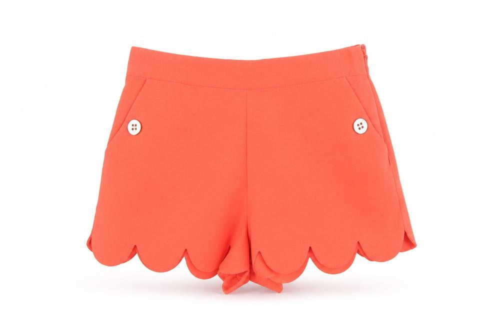 Lipsy Women’s Orange Scalloped Hem Chino Shorts Size 10