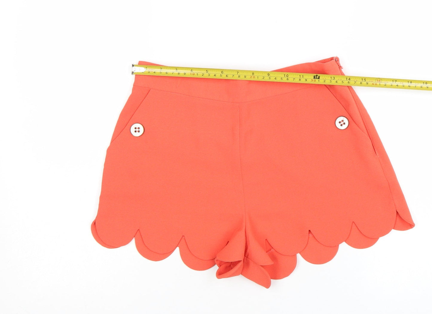 Lipsy Women’s Orange Scalloped Hem Chino Shorts Size 10