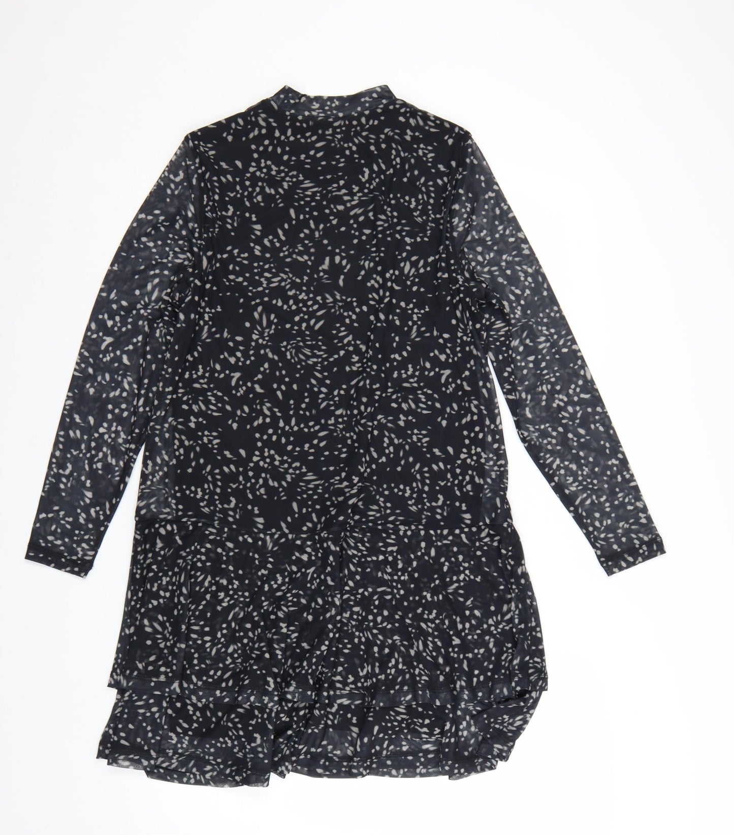 Mint Velvet Women’s Black Geometric Shift Dress Size 12 Long Sleeve