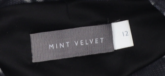Mint Velvet Women’s Black Geometric Shift Dress Size 12 Long Sleeve
