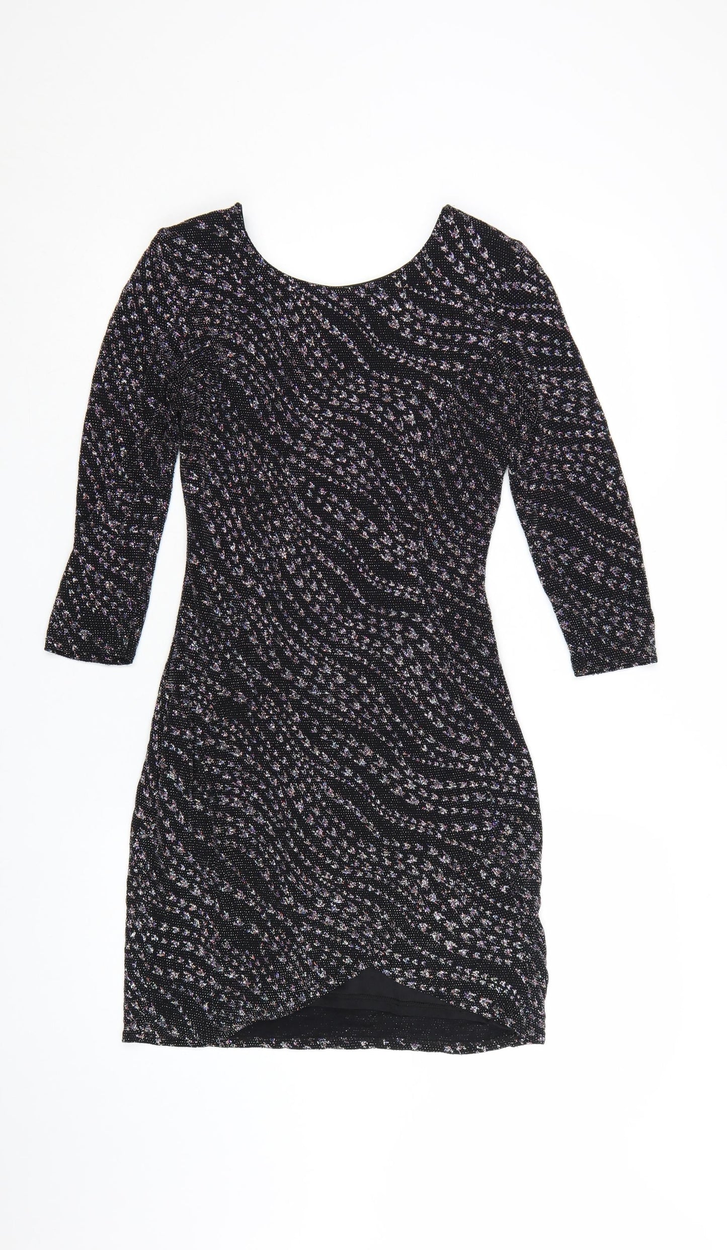 Quiz Women’s Black Glitter Bodycon Party Dress Size 12