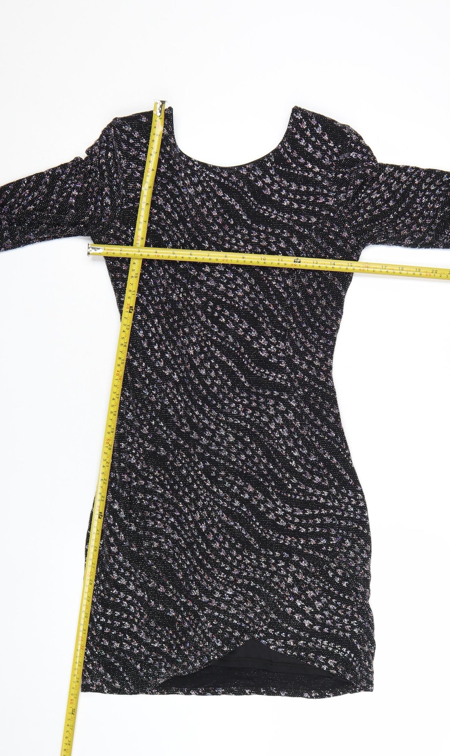 Quiz Women’s Black Glitter Bodycon Party Dress Size 12