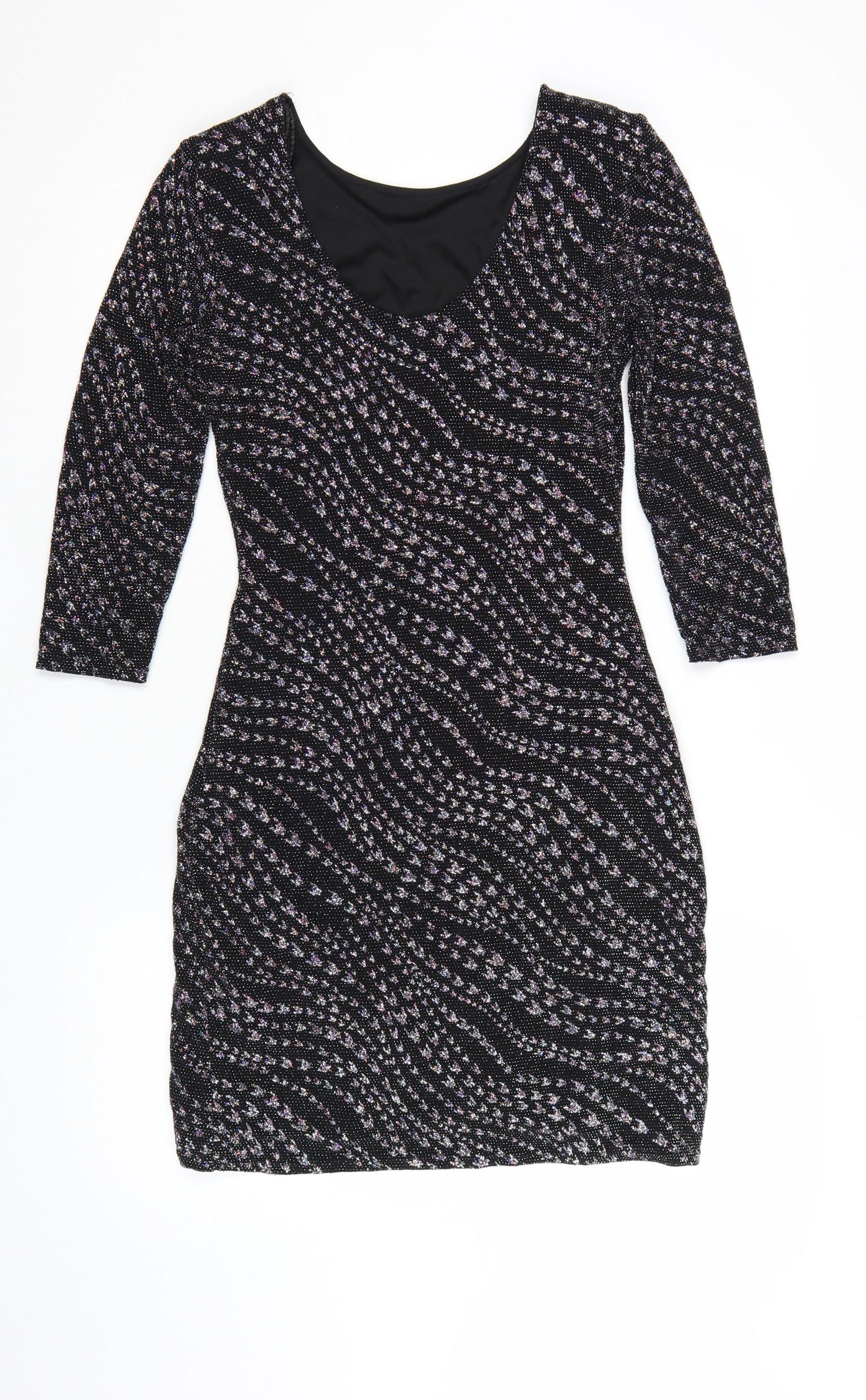 Quiz Women’s Black Glitter Bodycon Party Dress Size 12