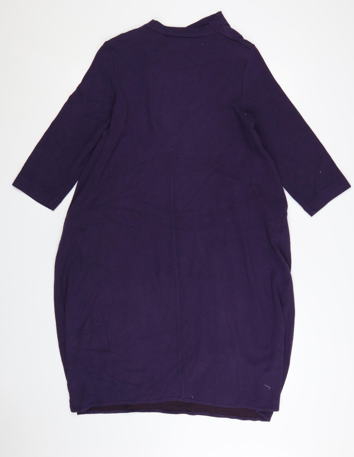 Sahara Women Purple Knee Length Shift Dress S 3/4 Sleeve Button