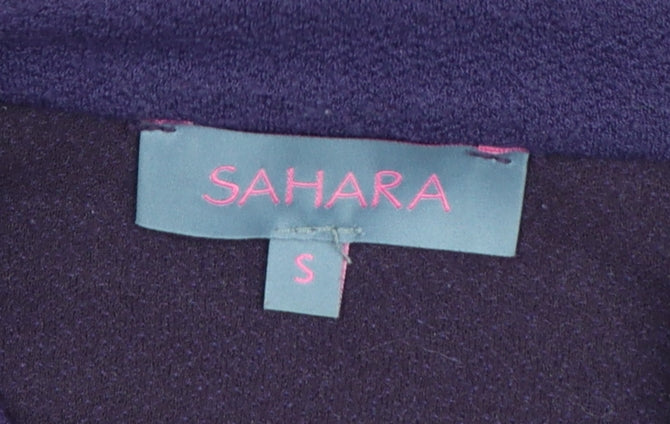 Sahara Women Purple Knee Length Shift Dress S 3/4 Sleeve Button