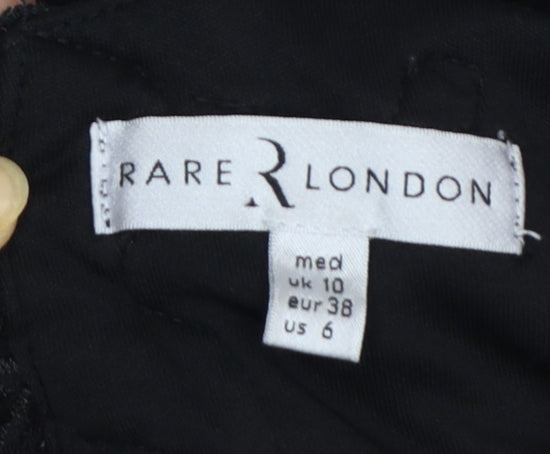 Rare London Women’s Black Bodycon Embroidered Dress UK 10
