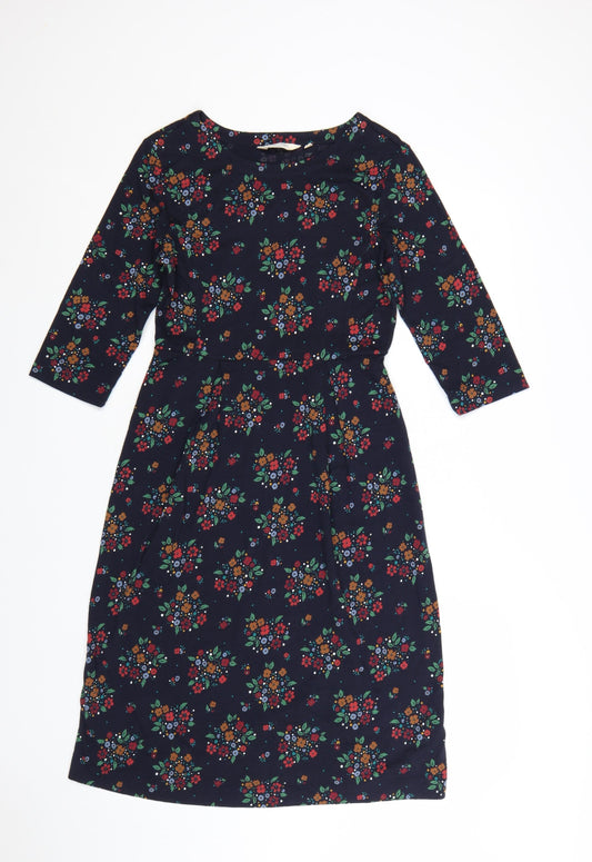 Seasalt Cornwall Womens Blue Floral Fit & Flare Cotton Dress Size 8 Petite