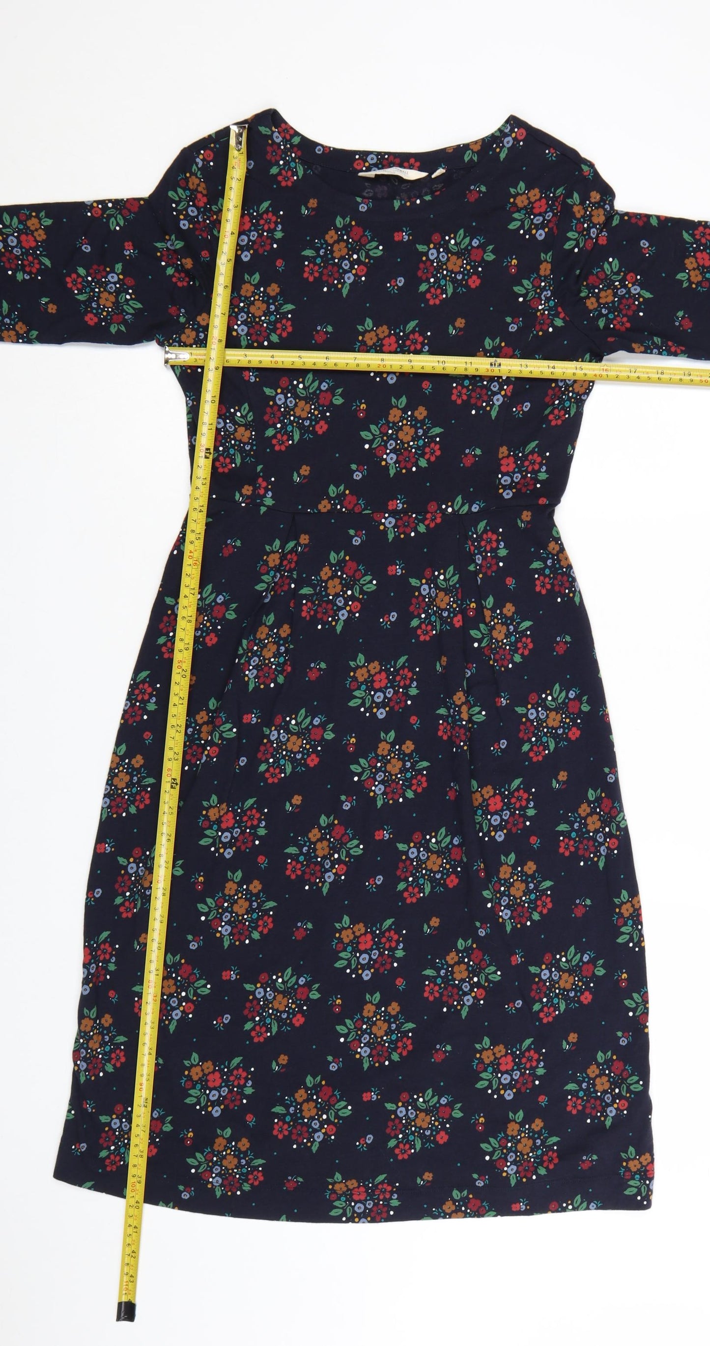 Seasalt Cornwall Womens Blue Floral Fit & Flare Cotton Dress Size 8 Petite