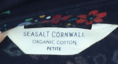 Seasalt Cornwall Womens Blue Floral Fit & Flare Cotton Dress Size 8 Petite