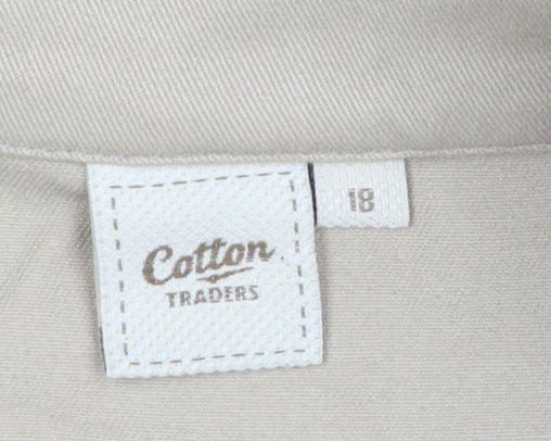Cotton Traders Women’s Beige Parka Coat Size 18 Hooded Faux Fur Trim