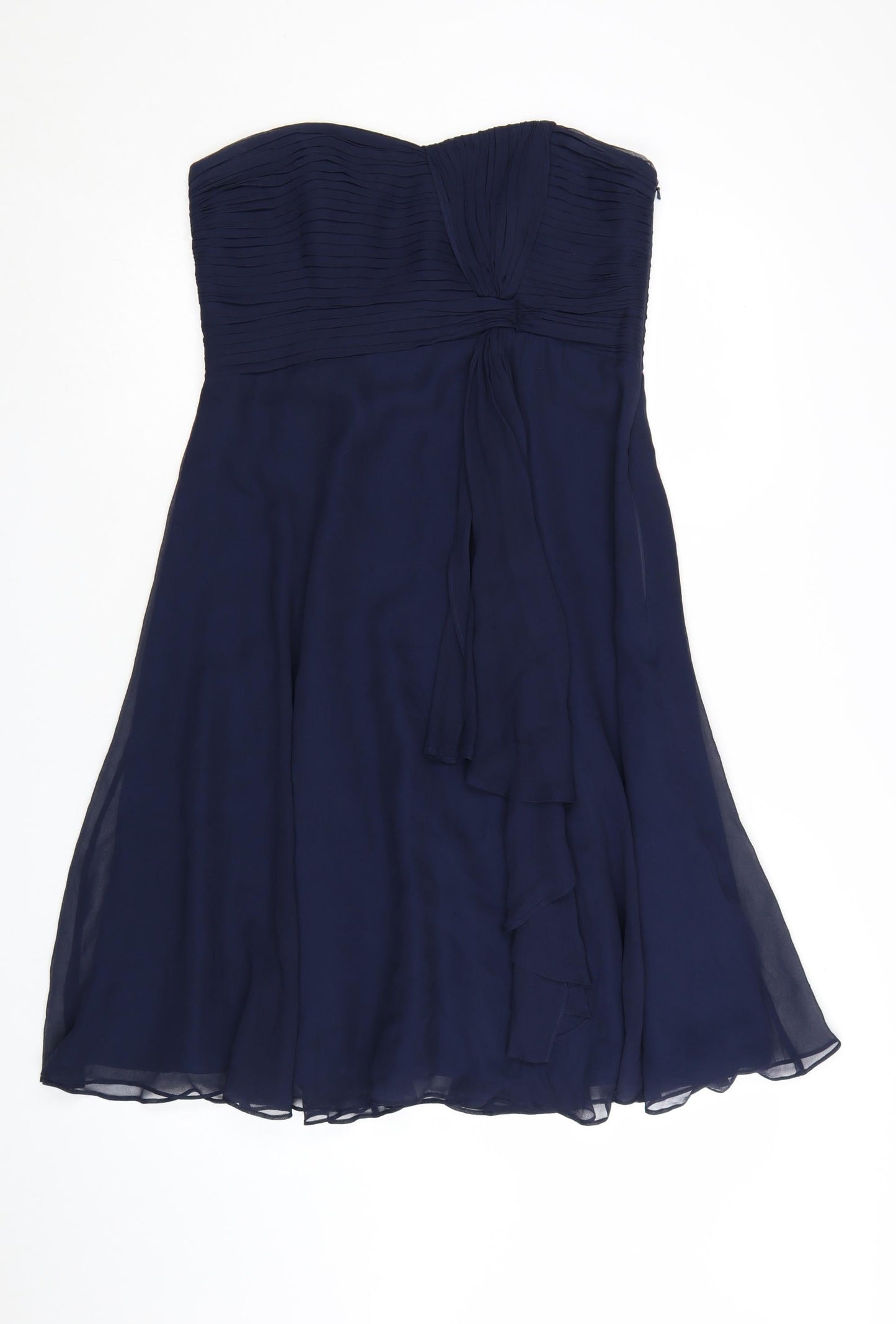 Coast Women Blue Size 14 Silk Strapless A-Line Cocktail Dress