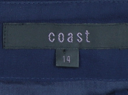 Coast Women Blue Size 14 Silk Strapless A-Line Cocktail Dress