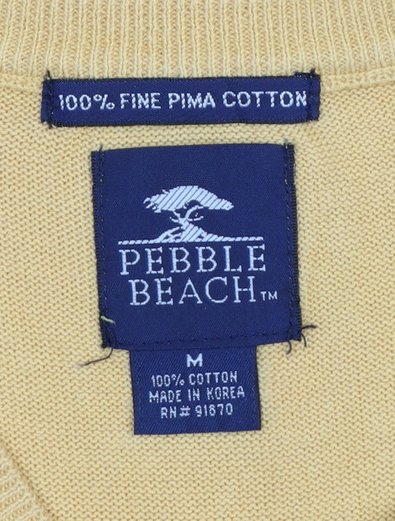 Pebble Beach Men's Yellow Argyle Cotton Golf Vest M