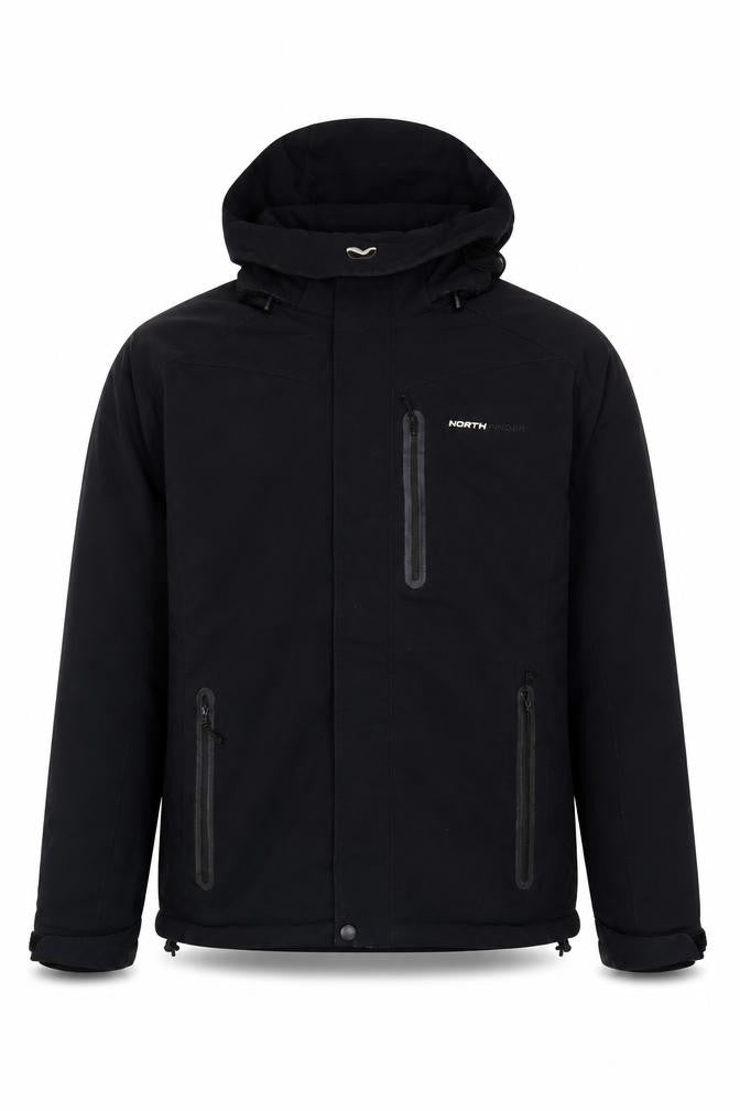 Northfinder Men's Black Softshell Hooded Winter Parka Jacket M