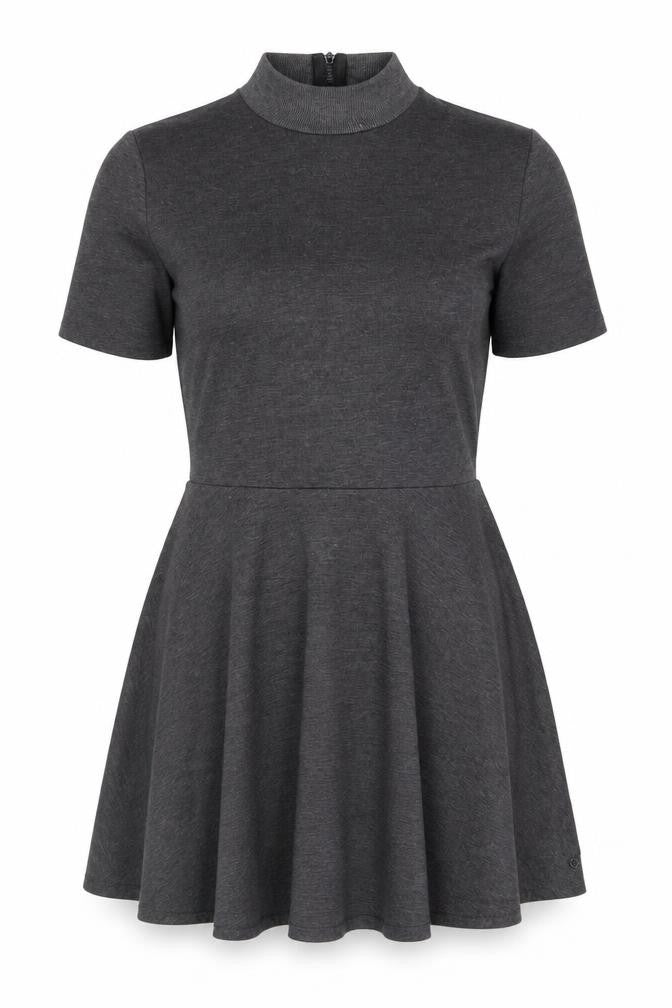 Nümph Women’s Grey Knee Length Skater Dress XL High Neck Stretch