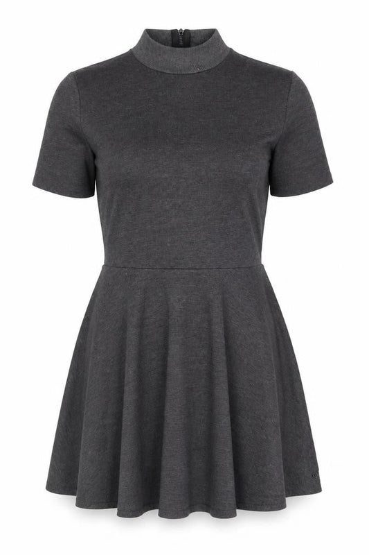 Nümph Women’s Grey Knee Length Skater Dress XL High Neck Stretch