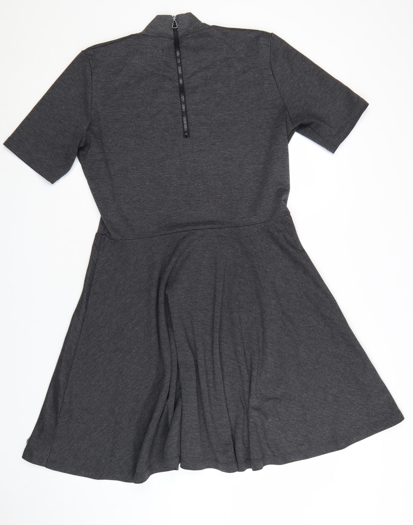 Nümph Women’s Grey Knee Length Skater Dress XL High Neck Stretch