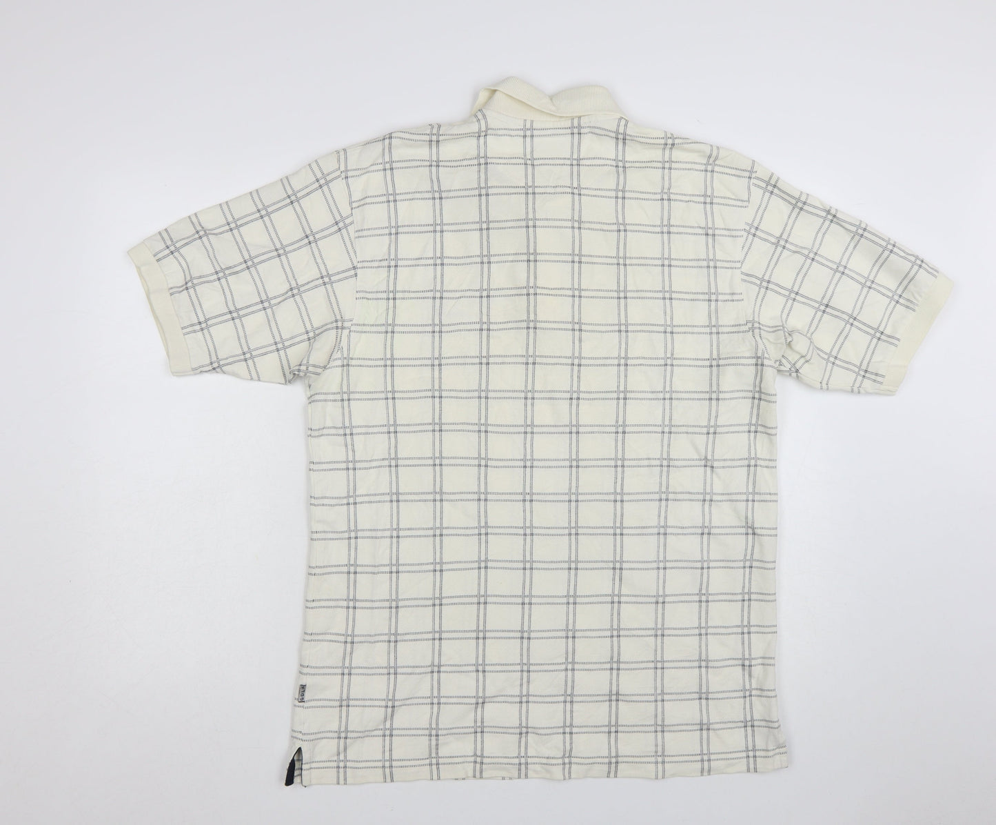 Maine New England Men’s Ivory Check Cotton Polo Shirt M