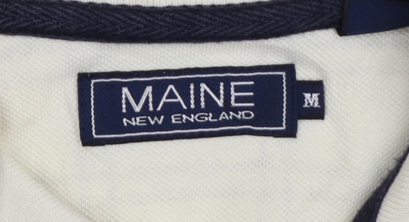Maine New England Men’s Ivory Check Cotton Polo Shirt M