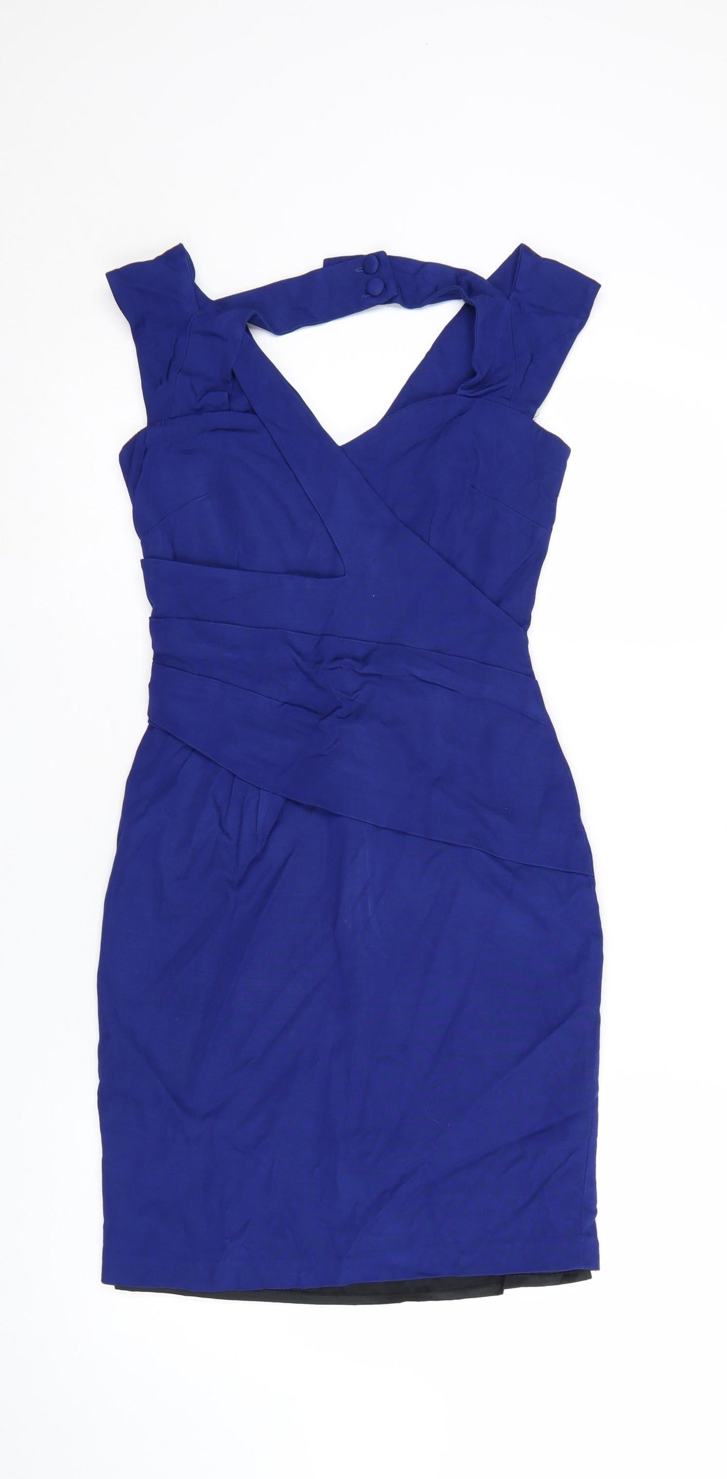 Reiss Women's Blue Bodycon Knee Length Sleeveless Dress UK 6