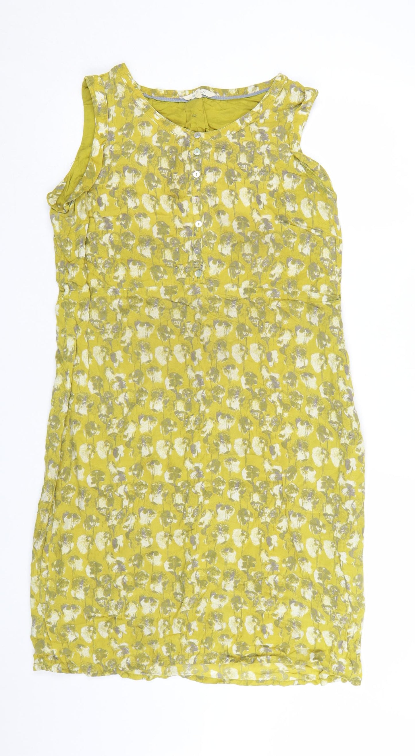 White Stuff Women’s Yellow Floral Sleeveless Shift Dress Size 12