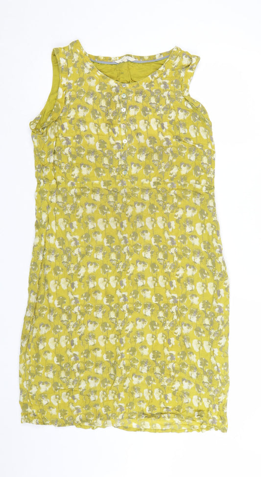 White Stuff Women’s Yellow Floral Sleeveless Shift Dress Size 12