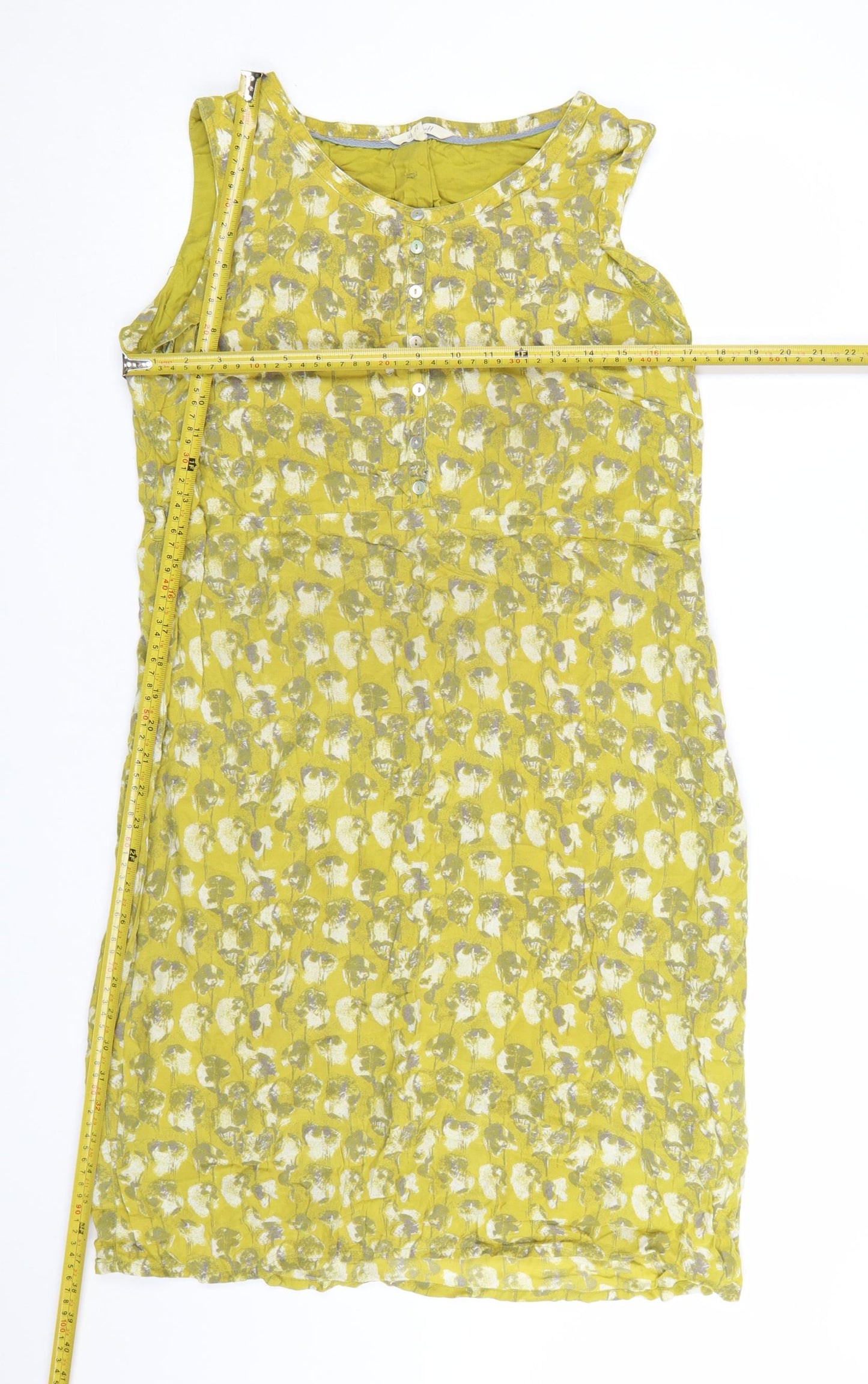White Stuff Women’s Yellow Floral Sleeveless Shift Dress Size 12
