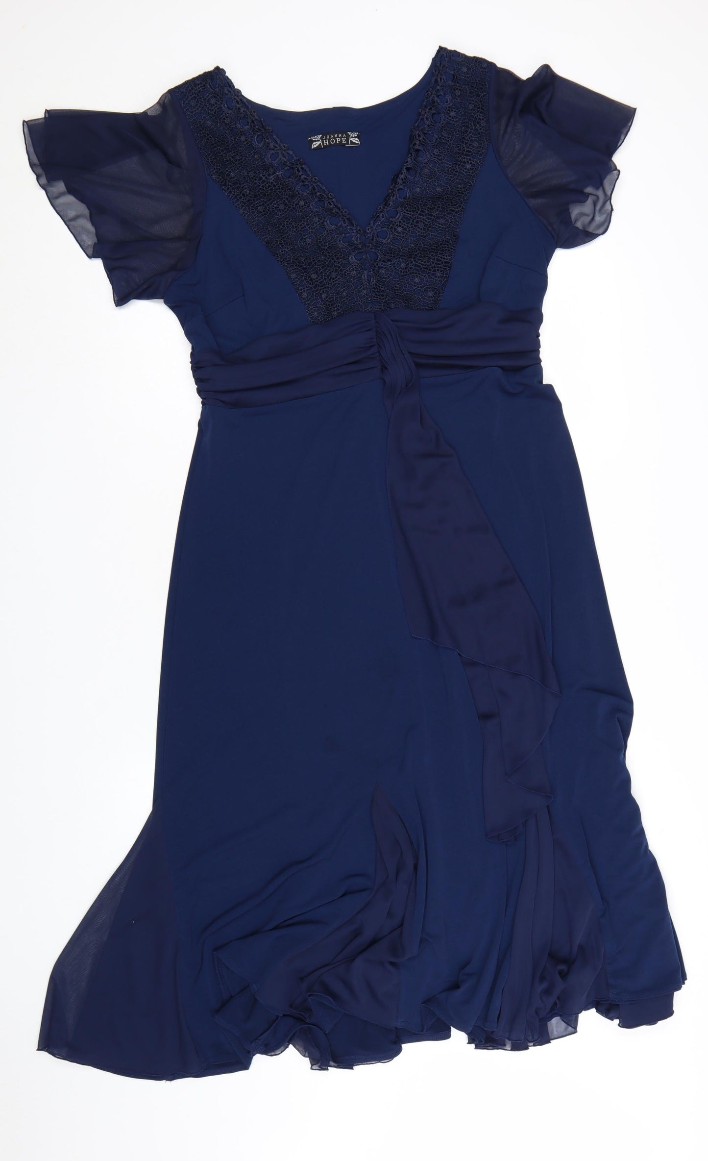 Joanna Hope Women's Blue Lace Midi Fit & Flare Dress Size 14
